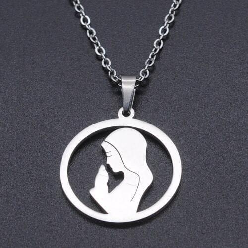 Virgin Mary Stainless Steel Charm Necklace for Women Dainty Steel Necklaces Accept OEM Order Wholesale Dropshipping
