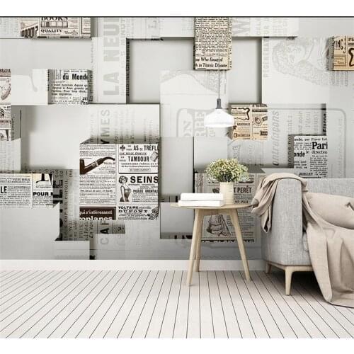 Beibehang Customized wallpaper European retro newspaper TV background wall home decoration living room our bar mural wallpapers