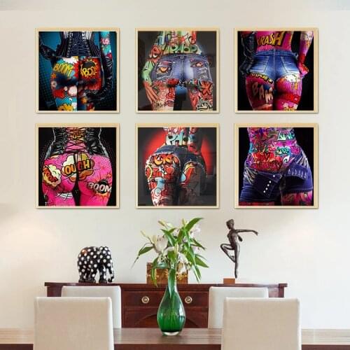 Graffiti Pop Sexy Ass Art Canvas Painting Posters and Prints Wall Art Picture Prints Colorful Pictures for Living Room Decor