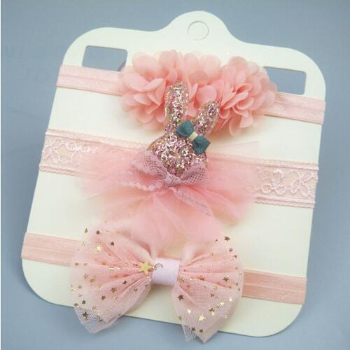 On Sale 3pcs Baby Girl Boy Elastic Flower Headband Children Skinny Stretchy Hair Accessories Bowknot Headbands Elastic Hair Band