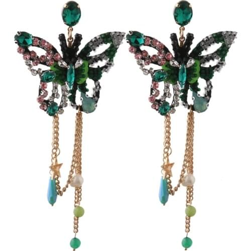NeeFu WoFu Butterflies Exaggerated boho Long Tassel Handmade Earrings Large Brinco Ear Oorbellen Christmas Jewelry wholesale