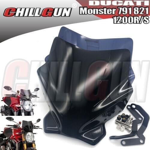 Sports Touring WindScreen Windshield Viser Visor Deflector For DUCATI Monster 797 M797 MONSTER 821 M821 1200 1200S 1200R '14-'20