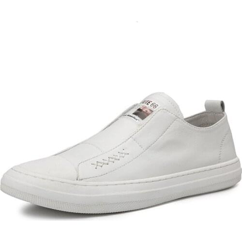 Genuine Leather Social Male Leather Fashion Brand Shoes Slip-on Mens Casual Luxury Free Shipping Flat Elegant