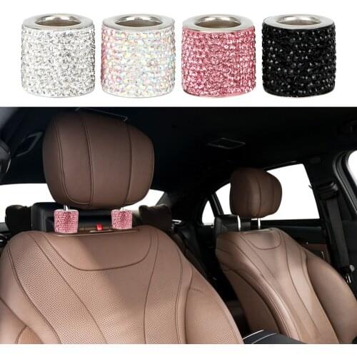 Universal 1Pcs Bling Icy Crystal Interior Mouldings Car Seat Headrest Collars Decor Chrome Rhinestone Seat Rod Auto Accessories