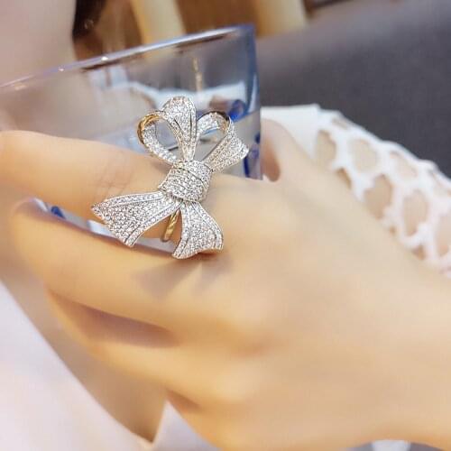 European and American fashion tide bow exaggerated open ring female temperament personality women index finger ring accessories