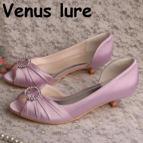 22 Colors Womens Low Heel Dress Shoes Party Lavender Peep Toe Pumps