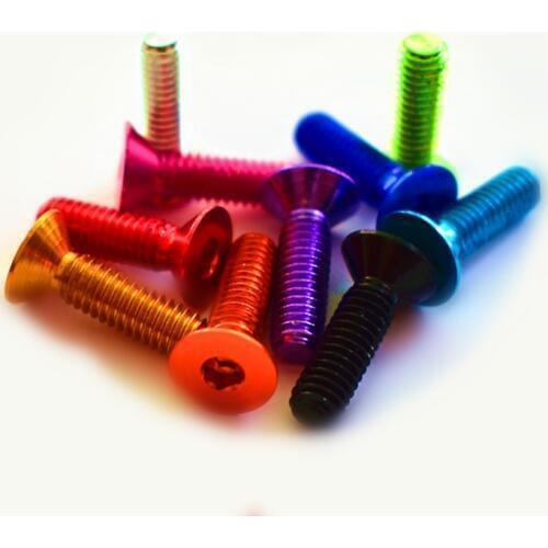 10pc DIN7991 M4 M5 M6*8/10/12/16/20/25 Colorful Aluminum Flat Screws Flat Hex Socket Countersunk head Screw Bolts Anodized Color