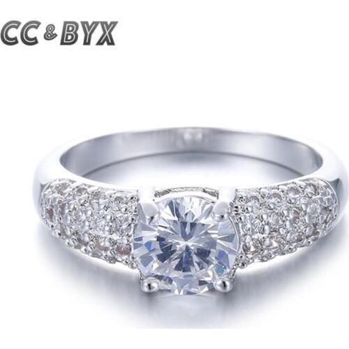2017 Fashion jewelry engagement wedding rings for women white gold color shinestone zirconia ring best gift wholesale CCR024