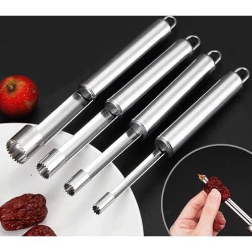 4PCS /Set Stainless Steel Fruit Corer Red Dates Apple Pear Corer Fruit Seed Core Remover Slicer Knife Fruit Vegetable Tools