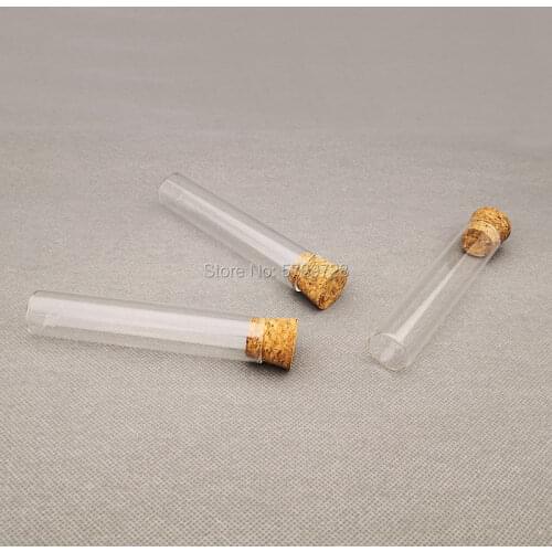 50pcs/lot 20x100mm Glass Flat bottom test tube with cork stopper,Thickened Laboratory glass reaction vessel