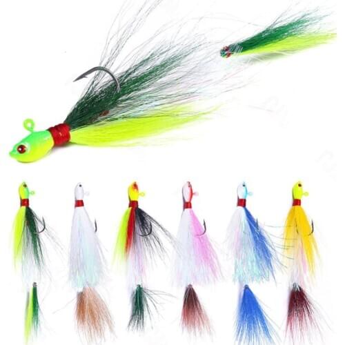 7g 10g 14g 21g 28g 42g 56g 82g Metal Jig Hook Bait Lead Swim Bait Deer Hair Lead Head Bucktail Jig Fishing Lure Winter Ice Fish