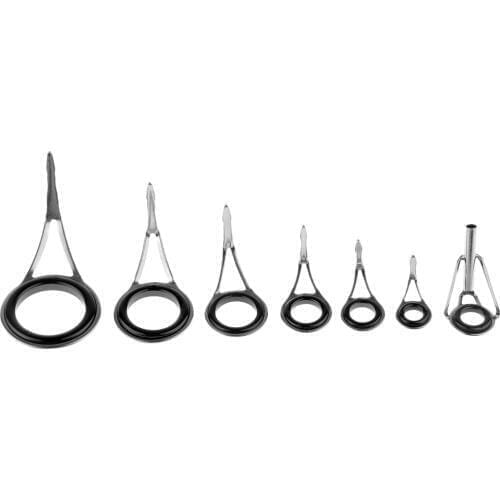 7pcs Various Sizes Fishing Rod Guide Tip Fishing Line Spinning Guide Eyes Rings Tip Top Repair Kit Set