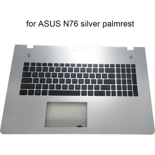 English laptop keyboard for Asus N76 N76VB N76VJ N76VM N76VZ N76V US replacement keyboards silver C cover Palmrest 13N0-MHA0K11