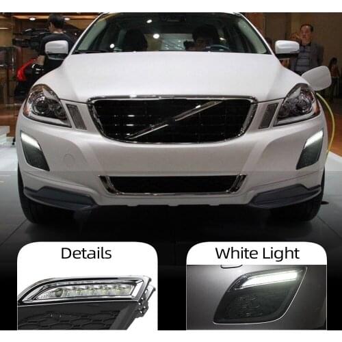 Car Flashing 1 Pair For Volvo XC60 2011 2012 2013 Daytime Running Lights Daylight Car LED DRL Fog head Lamp cover car-styling