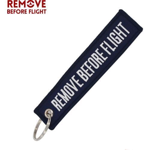 Remove Before Flight Key Chain Navy Blue Embroidery Key Fobs Keychain Jewelry Aviation Gift Chaveiro Masculino Berloques