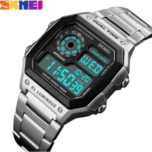 SKMEI Sports Watches Top Luxury Mens Watches Men Fashion Digital Wristwatches Stainless Steel Waterproof Clock Relogio Masculino