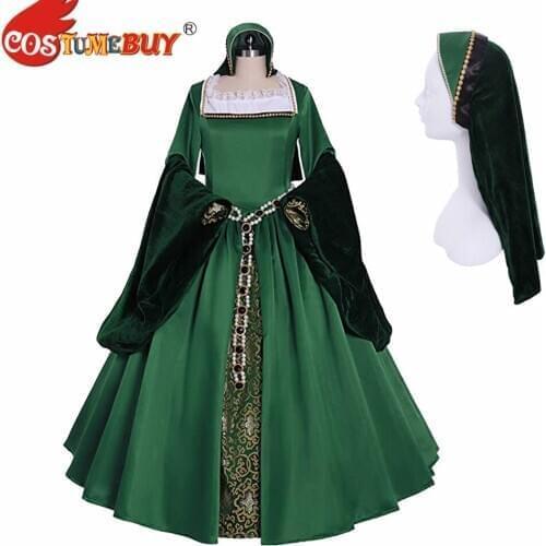 Costumebuy Anne Boleyn Green Dress Tudor Queen Elizabeth Costume Victorian Versailles Dancing Ball Gown Drama Dress Custom made