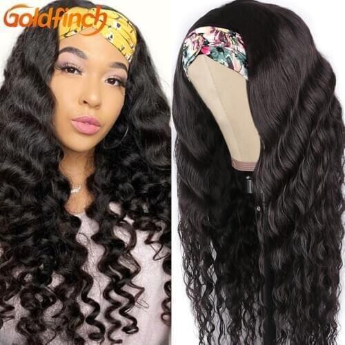 Goldfinch Headband Wig Human Hair Loose Deep Wave Glueless Loose Deep Headband Wig No Gel Peruvian Wig With Headband Attached