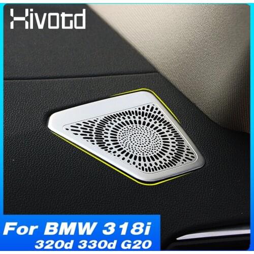 Hivotd Car Dashboard Side Horn Cover Stainless Steel Interior Accessories Car Modification For BMW 318i 320d 330d G20 2020 2021