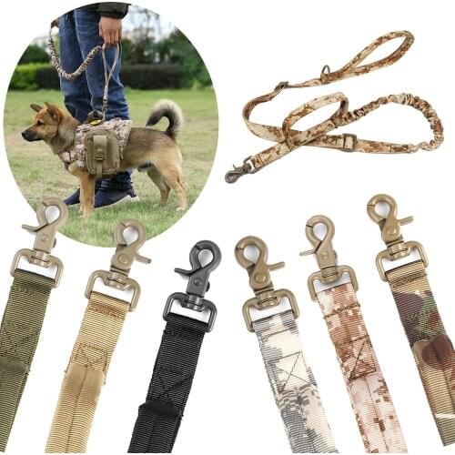 Camouflage Tactical Bungee Dog Leash 2 Handle Quick Release Cat Dog Pet Leash Elastic Nylon Walk Lead Rope Dog Training Leashes