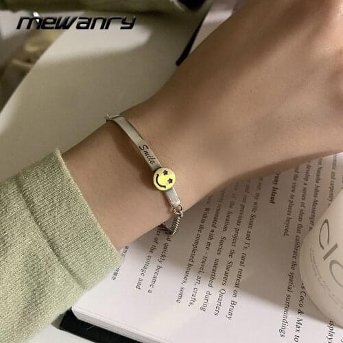 Mewanry 925 Sterling Silver Smiley Hip Hop Couples Bracelet New Fashion Holiday Party Jewelry Birthday Gifts for Women Wholesale