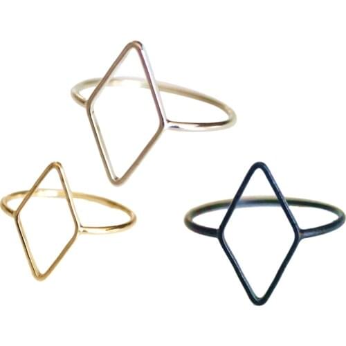12pcs/ lot fashion jewelry copper brass casting metal geometry rhombus finger rings
