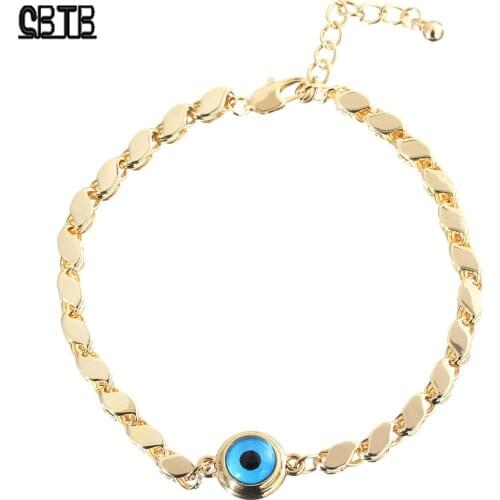 Fashion Lucky Charm Bracelet for Women 18K Gold Plated Never Fade Luxury Jewelry Simple Evil Eye Bracelet Gift Wholesale