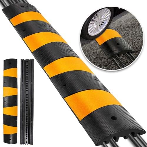 VEVOR Rubber Speed Bump 6 Feet Driveway Modular Heavy Duty Speed Bumps 72.4 x 12 x 2.4 Inch Cable Protector Ramp