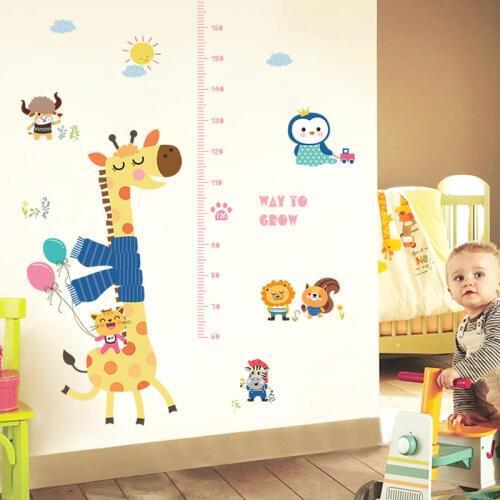 Cartoon Giraffe Height measurement wall sticker PVC Material DIY wall decals For Childrens room kindergarten wall decor sticker
