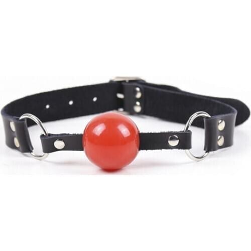 Genuine Leather Mouthball Solid Red Ball Adjustable Pin Buckle Leather Mouth Plug For Women Toys Couples Flirting gag
