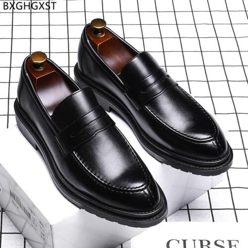 Black Slip on Shoes Men Brown Penny Loafers Men Dress Shoes Leather Italian Wedding Shoe for Men 2021 Chaussure De Homme Zapatos