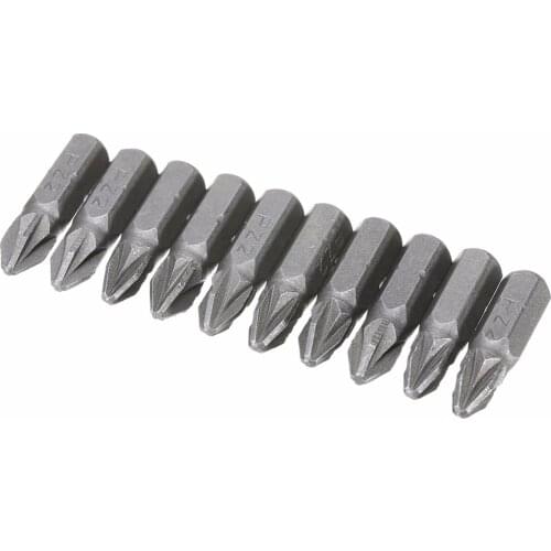 10pcs Pozi 2 PZ2 Hex Screwdriver Bits Sliver Drive Screwdriver Bit 25mm For Power Tools
