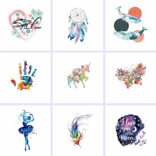 Feather Patches Stickers Iron On Transfers Patch For Shirt Hoodie Clothing Flower Patches Applique Vinyl Heat Transfer Patch Diy