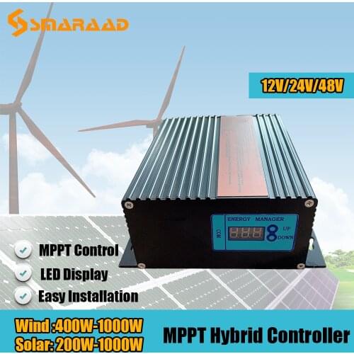 New arrival LED Display MPPT 12V 24V 48V 600W 800W 100W Wind Solar Hybrid Boost booster Controller For Wind Generator Homeuse