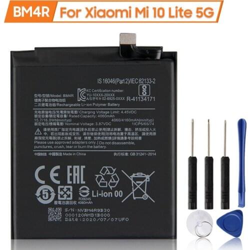 XiaoMi Original Replacement Battery BM4R For Xiaomi Mi 10 Lite 5G Phone Batteries 4160mAh