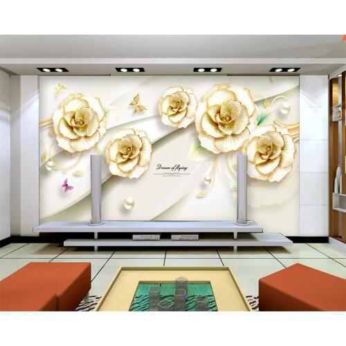 Beibehang Wall mural vinyl wallpaper custom wallpaper luxury TV background wall 3D embossed floral wallpaper papel de parede 3d