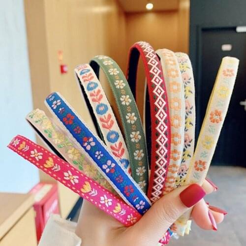Summer Embroidered Flower Retro Hairband Headband Women Girls Hair Head Hoop Band Accessories Scrunchie Hairbands Headdress
