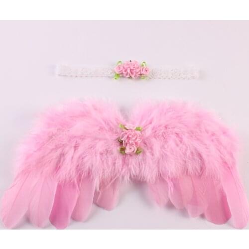Newborn Photography Clothing Babys Growth Memorial Photography Prop Feather Angel Wing Flower Headband Set Photo Accessories