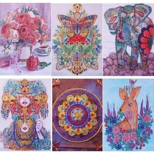 Fawn Elephant Butterfly Flower 5D Special Shaped Diamond Painting Embroidery Needlework Rhinestone Crystal Cross Craft Stitch