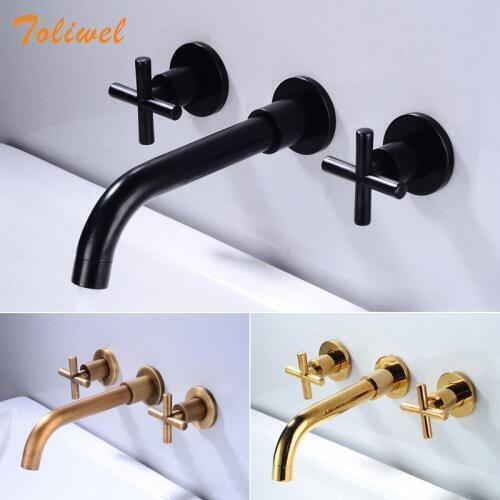 ORB Black Wall Mount Bathroom Faucet 3 PCS Brass Mixer Tap Kitchen faucets Hot and Cold Taps Oil Rubbed Bronze WF0055
