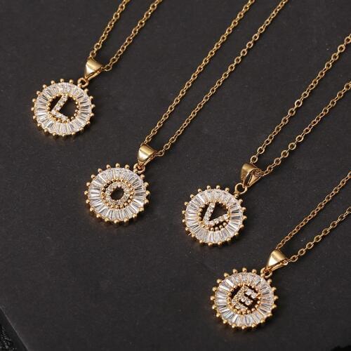 Stainless Steel Initial CZ Necklace Letter Necklace For Women Accessories Girls Best Party Wedding Jewelry