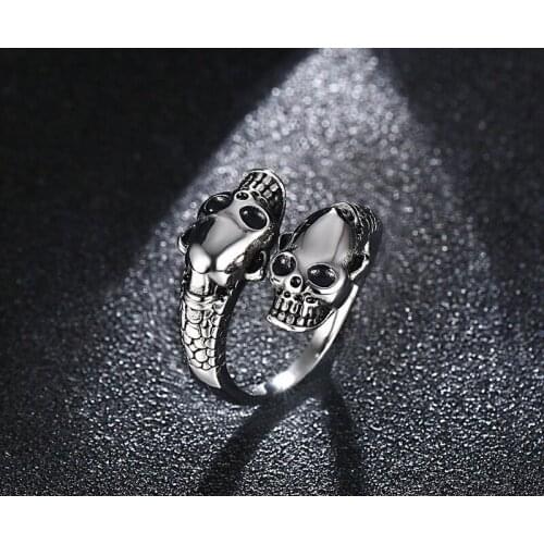 Punk Personality Skull Open Rings For Women Men Stainless Steel Gothic Rock Vintage Metal Skeleton Biker Rings Male Jewelry