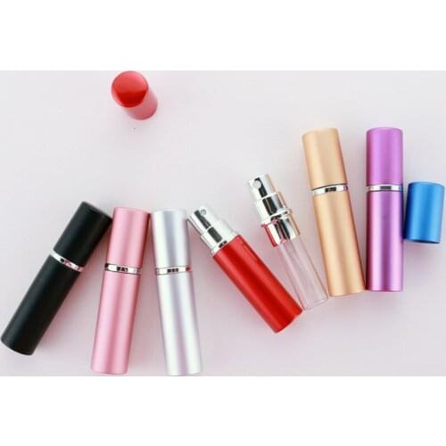 30PCS 5ml Flat-head Matte Glass Liner Spray Bottle Anodized Aluminum Shell Cosmetic Perfume Sub-bottle Empty Bottle