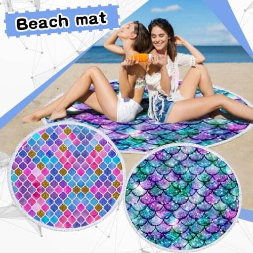 Microfiber Beach Towel Abstract Printed Round Beach Towel Shawl Round Quick Dry Swimming Towels Beach Mat Blanket Cover