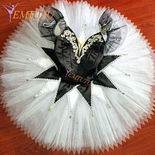 Harlequinade Professional Ballet Tutu Costumes Black Silver Women Classical Ballet Tutu Dress Custom Made Ballet Stage Costume