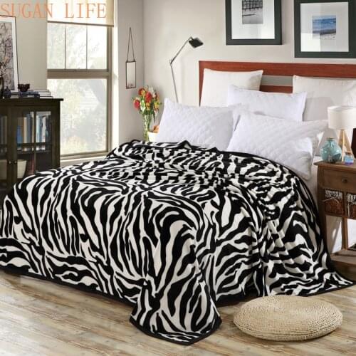 Simple leopard print super comfortable soft mink felt blanket zebra stripe pattern tapestry throw on the sofa/bed/travel breatha