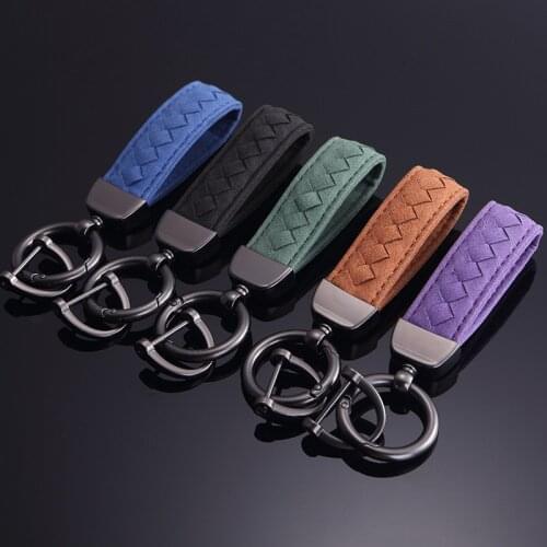 Luxury Suede Leather Car Key Chain High-quality Key Rings Holder Buckle Alcantara Bag Pendant Charms Best Gift for Couple Lovers