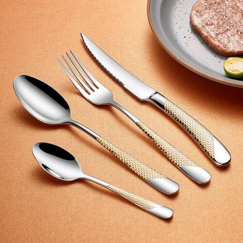 Luxury Utensil Cutlery Set Gold 304 Stainless Steel Cutlery Sets Dining Forks Knives Spoons Silverware Set Mirror Dinnerware Set