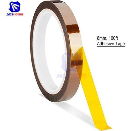 6mm Width 100ft Length Self-Adhesive Tape High Temperature Heat Resistant Polyimide Roll Tape 260-300