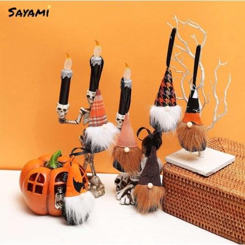 Happy Halloween Gnomes Plush Doll Toys For Tier Tray Decor Chirstmas Scandinavian Kawaii Dwarf Faceless Dolls 3pcs Free Shipping